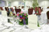 Photo of the table decorations at the wedding reception